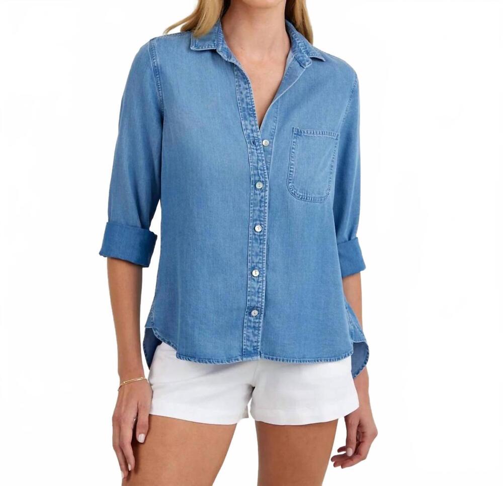 NEW BELLA DAHL split back button down shirt in indigo harbor wash